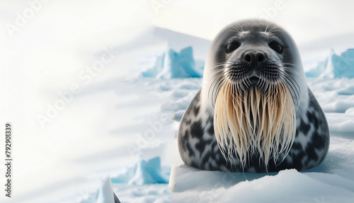 There is a seal sitting on the ground with its eyes closed generative ai
