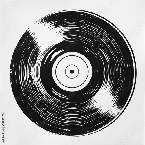 Vinyl in hand drawn, handwritten style on white background. Handwritten artistic sketch.