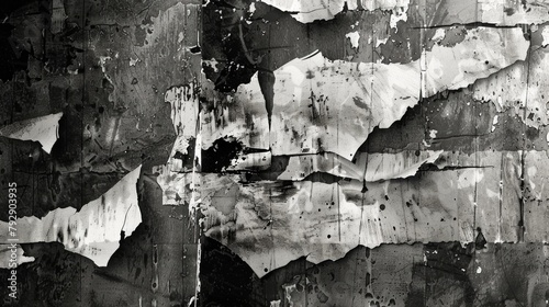 Paper with numerous rips and tears. Tattered and weathered document texture