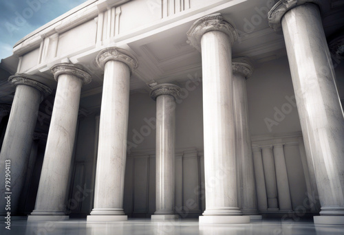 'Three illustration marble pillars 3d white poduim pillar column greek roman isolated background ancient architecture classical style stone pedestal sculpture antique' photo