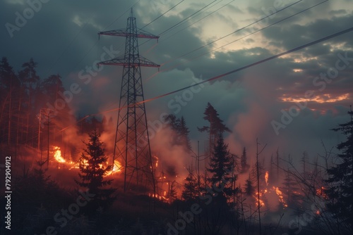 The likelihood of forest fires due to the dangerous proximity of power line wires to branches and tree tops in forests and plantings.