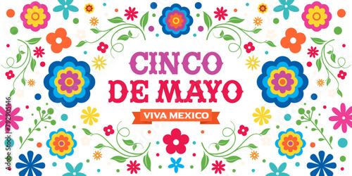 Cinco de Mayo banner background printable with 
Cinco de Mayo text, vector, logo, frame, pattern, 
template for fiesta, party, poster, flyer, card, May 5, 
federal holiday in Mexico, isolated on white