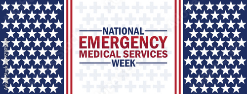 National Emergency medical Services Week wallpaper with shapes and typography, banner, card, poster, template. National Emergency medical Services Week, background
