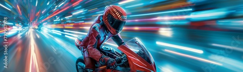 Symbol Darstellung für Geschwindigkeit im WEB mit einem Motorradfahrer und Helm, ai generativ