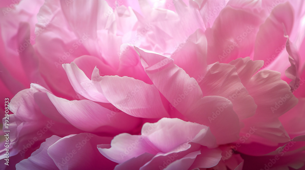 Blooming pink peony flower. Macro image of flower 
