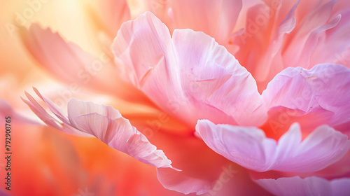 Blooming pink peony flower. Macro image of flower 