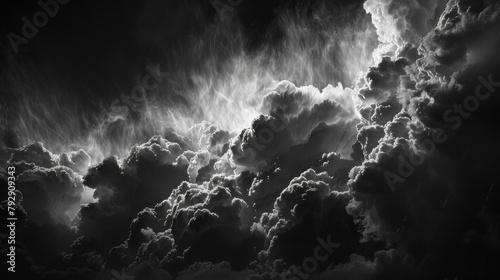 Dramatic Stormy Sky with Dark Clouds in Black and White for Weather Forecast Concept © VICHIZH