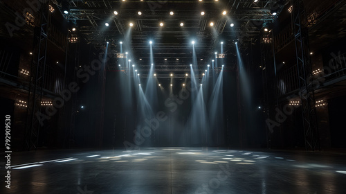 Dramatic Illumination on Stage. Generative AI