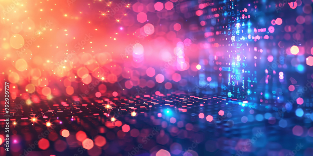 Fototapeta premium colorful digital data streams and code lines with blurred background. Concept for big data, deep machine learning, artificial intelligence, business technology background. virtualization, futuristic,