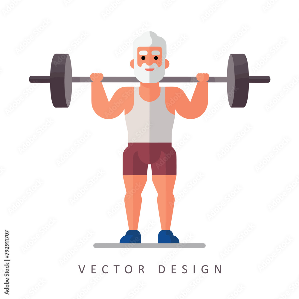 sporty senior man doing fitness vector design isolated illustration
