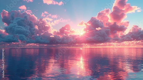 Blue Sea And Pink Sky Beauty Of The Nature