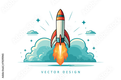 rocket launch simple vector design isolated illustration