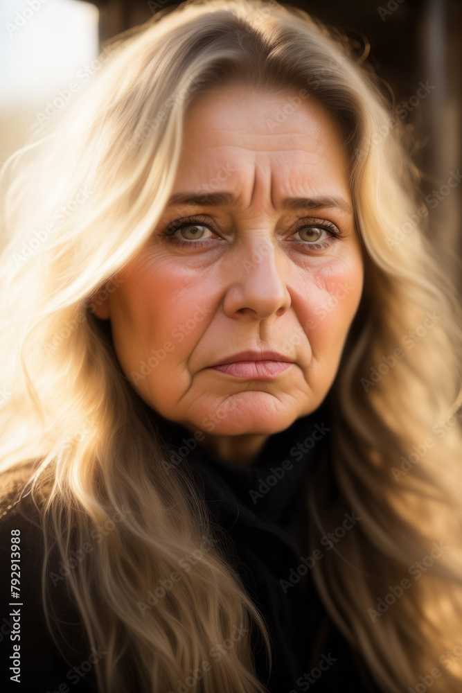 Portrait of an elderly Baltic woman with silvery hair and expressive gaze. Portrait of an elderly Baltic woman with silvery hair and expressive gaze.