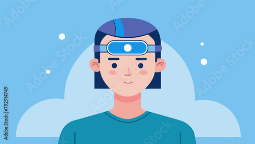A person wearing a neurotech headband to monitor and prevent episodes of chronic pain..