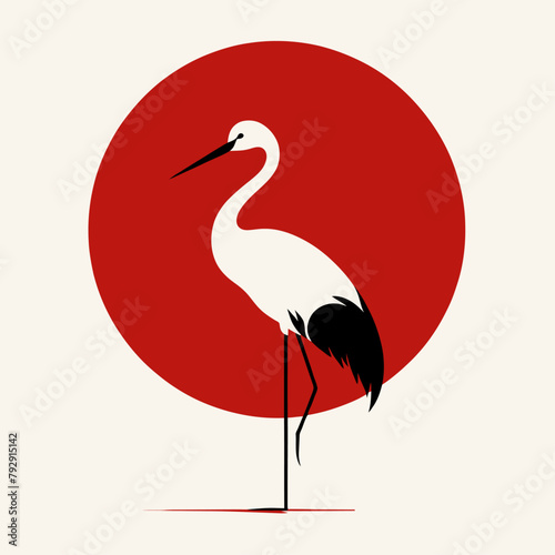 crane animal Logo Template.	