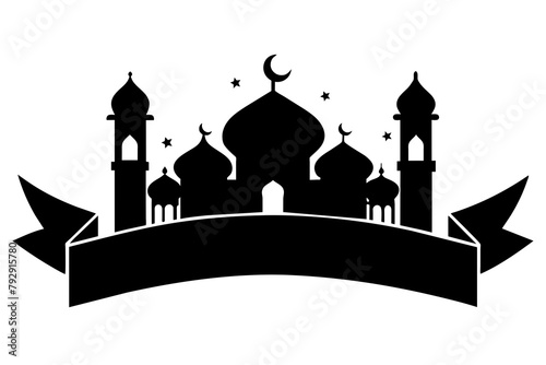 Islamic Celebration Eid Al Adha  Vector Illustration Silhouetted on white background photo