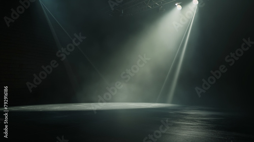 Dramatic Stage Spotlight on Dark Background. Generative AI