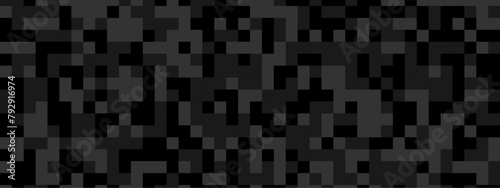 Seamless pattern with squares. Abstract pixel and cube background. Vector digital mosaic pattern. Black and gray light elements tile art backdrop.