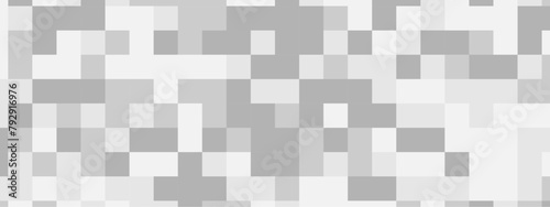 Seamless pattern with squares. Abstract pixel and cube background. Vector digital mosaic pattern. White and gray light elements tile art backdrop.