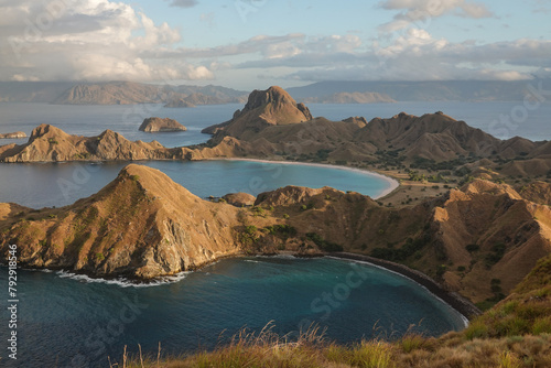 Komodo, Indonesia: Dramatic landscape of the famous Padar island near Komodo in Flores, Indonesia in early morning photo