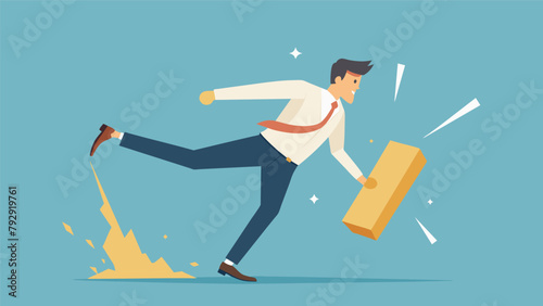 A middleaged man breaking a board with a powerful kick representing his ability to overcome obstacles and adapt to a new career path.