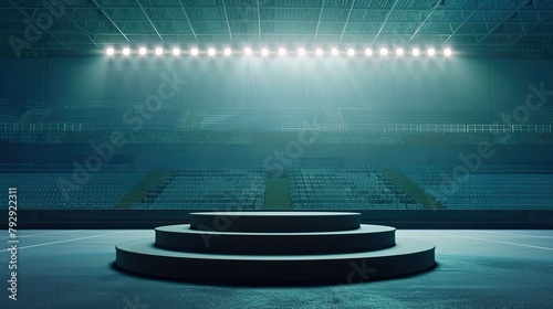 Sport-themed podium in a stadium photo