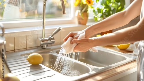 Promoting Hygiene Minimalist Kitchen Sink Cleaning in a Farmhousestyle Home photo