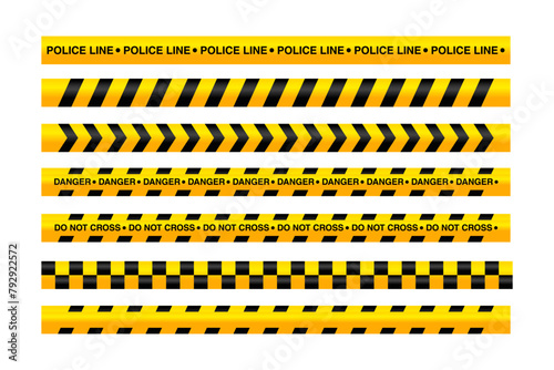 vector illustration of black and yellow police stripe border. Crime line tape. Police danger caution vector yellow barrier