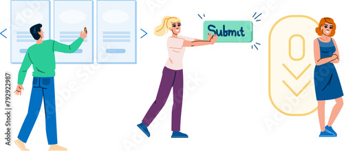 interaction affordance website vector. responsive mobile, user intuitive, accessibility functionality interaction affordance website character. people flat cartoon illustration