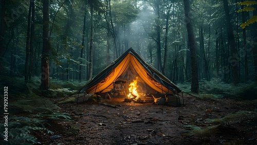 Mastering Survival Skills: Building Shelters, Making Fire, Foraging for Food and Water in Remote Forests. Concept Survival Skills, Shelter Building, Fire Making, Foraging, Remote Forests photo