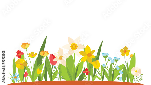 Nature garden flowers, spring and summer forest, isolated on white background © ROFIDOHTUL