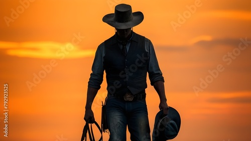 silhouette of a person with a hat