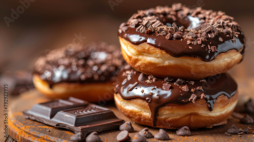 chocolate donut with chocolate chunks.