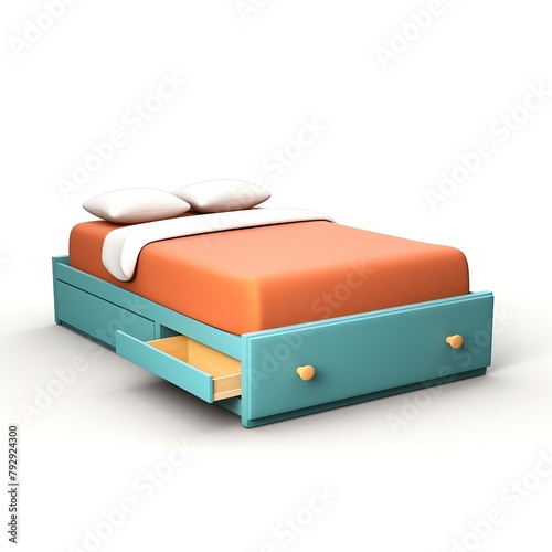 Underbed storage isolated on white background 3D cartoon minimal cute business concept photo