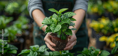 A gardener inspecting a money plant for signs of pests or disease, taking proactive measures to protect its health and ensure continued growth and vitality