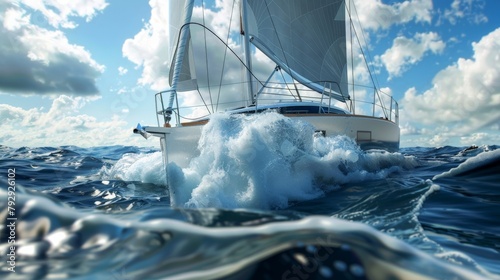 modern Beneteau sailing yacht under sail photo