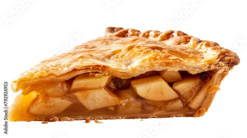 Tempting Apple Pie Slice on Transparent Background - Delicious homemade apple pie slice perfect for autumn celebrations and holiday indulgence.