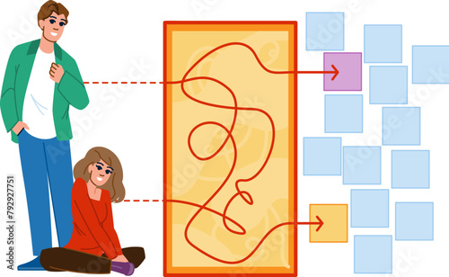 optimization search algorithm vector. ranking results, query relevance, crawling machine optimization search algorithm character. people flat cartoon illustration