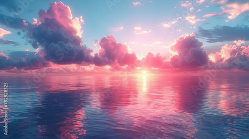 Rosy Horizons: Nature's Poetry in Pink Sky and Blue Sea