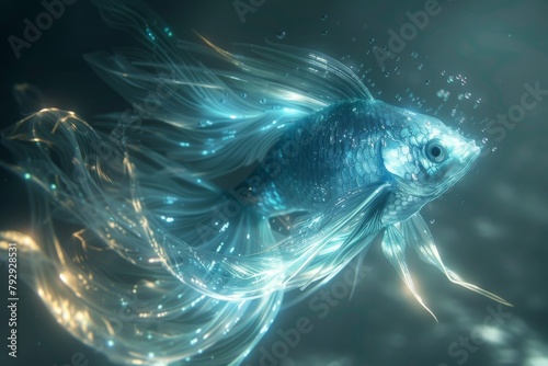 Ethereal betta fish illuminated underwater © Dreamsign