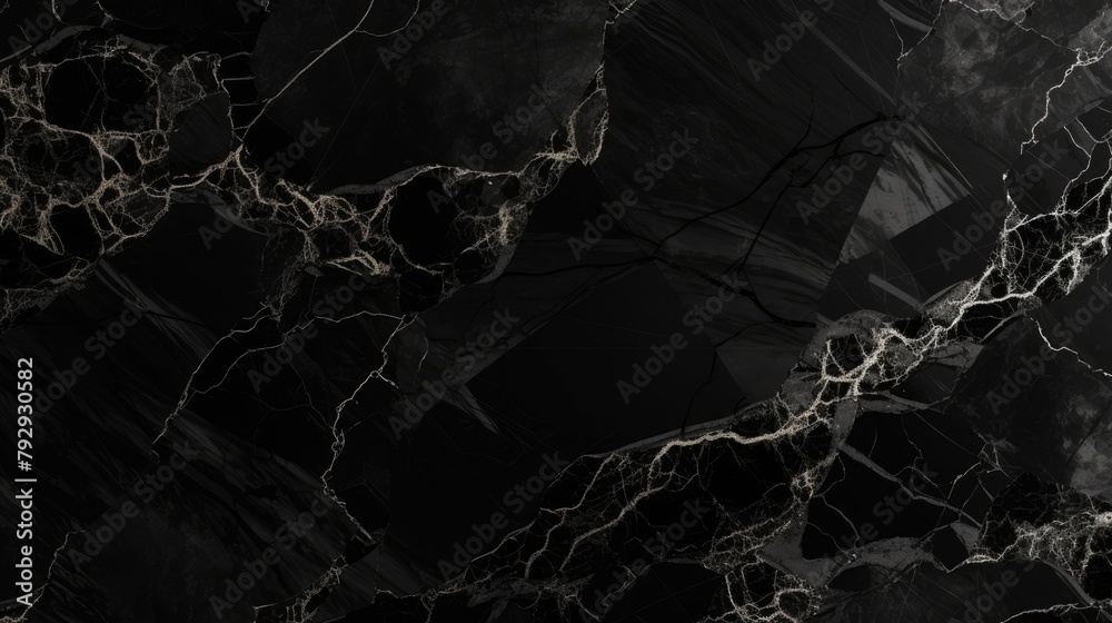 Elegant Black Marble Texture with Intricate Gold Veins - obrazy, fototapety, plakaty 