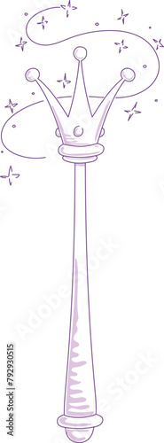 Magic wands doodle set. Fairytale element in sketch style. Hand drawn vector illustration isolated on white background.