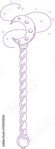 Magic wands doodle set. Fairytale element in sketch style. Hand drawn vector illustration isolated on white background.