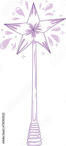 Magic wands doodle set. Fairytale element in sketch style. Hand drawn vector illustration isolated on white background.