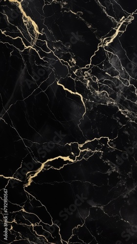 Elegant Black Marble Texture with Intricate Gold Veins © Oksana Smyshliaeva