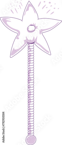 Magic wands doodle set. Fairytale element in sketch style. Hand drawn vector illustration isolated on white background.