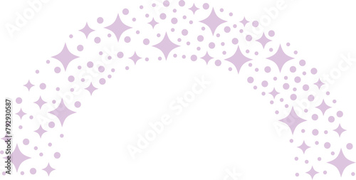 Magic star arch. Stars arch, star compositions graphic art. Shiny elements, starry and dots silhouettes. Comets and abstract constellations, retro celestial element.