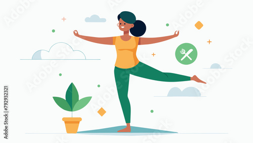 A drawing of a person performing a balancing pose paired with an explanation of how the concentration and balance required in martial arts can