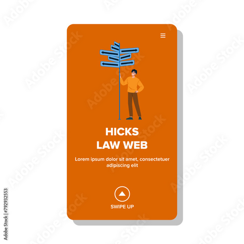 experience hicks law web vector. psychology cognitive, load making, time response experience hicks law web web flat cartoon illustration photo