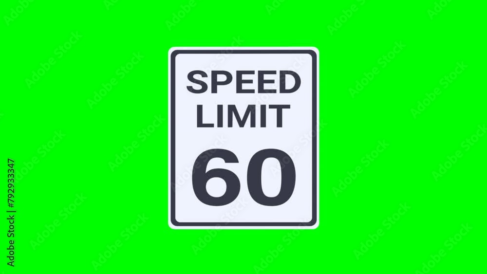 Appearance of a rectangular black and white 60 mph speed limit road ...